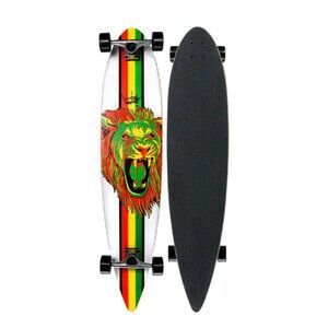 43"x9" Krown Rasta Lion Graphic Black Grip Pintail Riding Longboard Complete GUC
